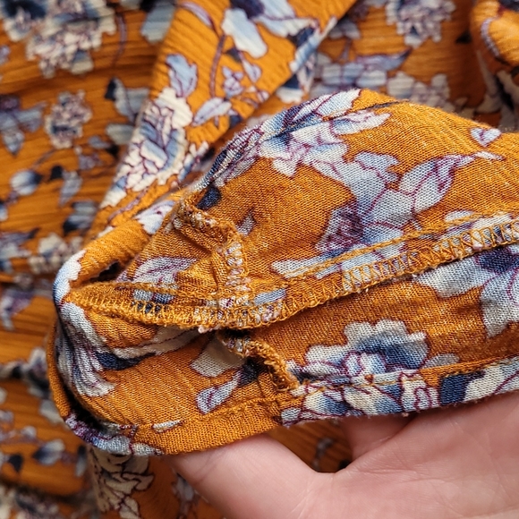 Aeropastle Mustard Yellow Floral Bohemian Hippie Long Sleeve Romper Medium - Picture 5 of 11